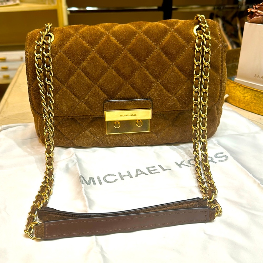 Michael Kors “Sloan” Quilted Suede Handbag